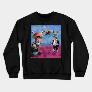 watercolor zombie rabbit wildlife with mushroom Crewneck Sweatshirt